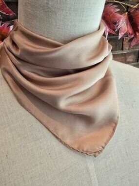 Aquascutum of London - Vintage 100% Silk Scarf in Biscotti, Made in Italy